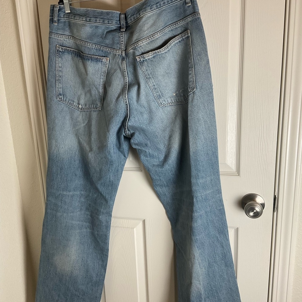 ZARA TRF ripped wide leg rhinestone Jeans Light Wash Distressed - Size US 14 - Picture 11 of 12